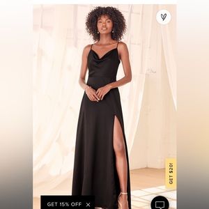 Formal Invitation Black Satin Cowl Neck Lulus Dress NEW